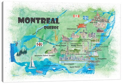Montreal, Quebec, Canada Travel Poster Canvas Art Print - Markus & Martina Bleichner