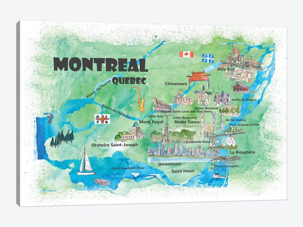 Montreal, Quebec, Canada Travel Poster by Markus & Martina Bleichner 1-piece Canvas Print