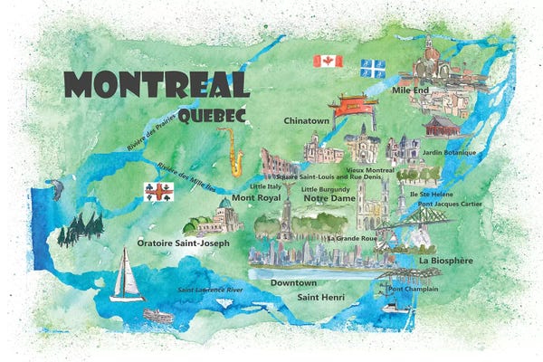 Markus & Martina Bleichner: Montreal, Quebec, Canada Travel Poster by Markus & Martina Bleichner