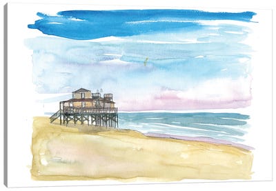 Outer Banks Pier At Nags Head At Sunset Canvas Art Print - North Carolina Art