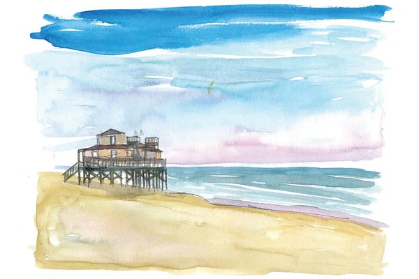 Outer Banks Pier At Nags Head At Sunset