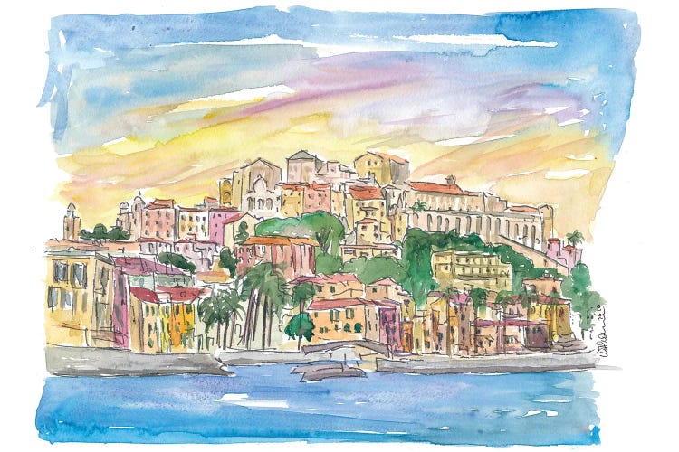 Porto Maurizio Imperia Ligure Italy in Warm Sunlight by Markus & Martina Bleichner wall art