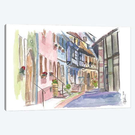 Riquewihr Fairy Tale Village Alsace France Street Scene Canvas Print #MMB257} by Markus & Martina Bleichner Canvas Art Print