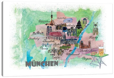 Muenchen, Bavaria, Germany Travel Poster Canvas Art Print