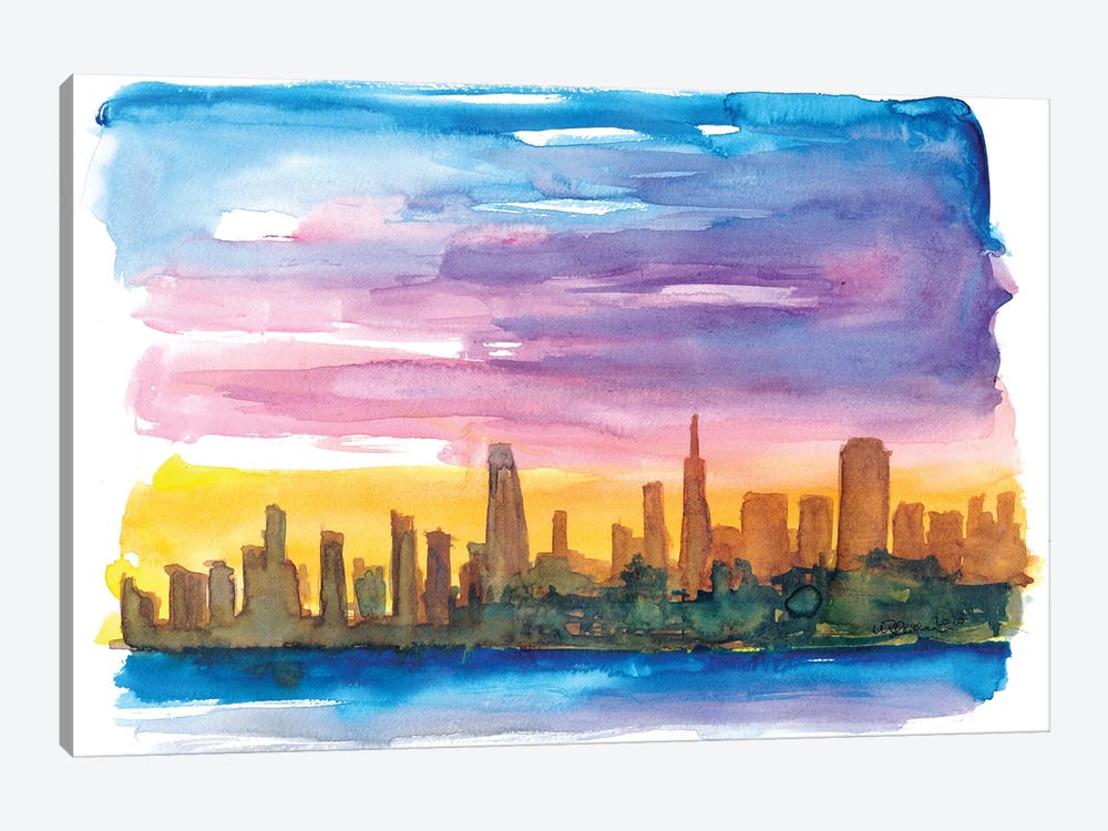 San Francisco Skyline in Golden Sunset Mood by Markus & Martina Bleichner 1-piece Canvas Art