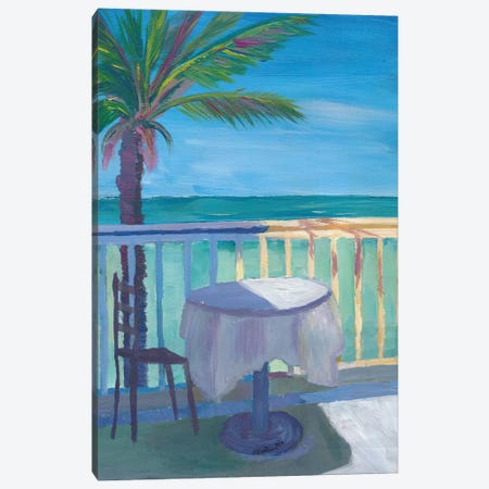 Seaview Cafe Table at the Caribbean With Palm - Dreamaway to Hideaway Canvas Print #MMB262} by Markus & Martina Bleichner Canvas Print