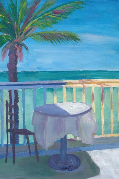 Markus & Martina Bleichner: Seaview Cafe Table at the Caribbean With Palm - Dreamaway to Hideaway by Markus & Martina Bleichner