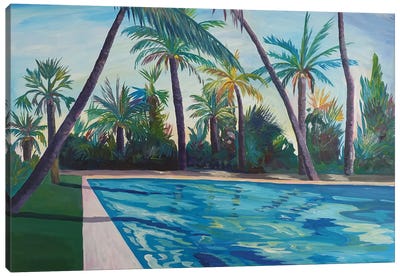 Serenity And Zen at The Cool Florida Pool Canvas Art Print - Swimming Art