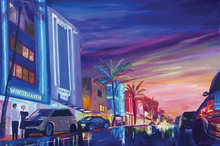 South Beach Ocean Drive Night In Miami Beach FL by Markus & Martina Bleichner wall art