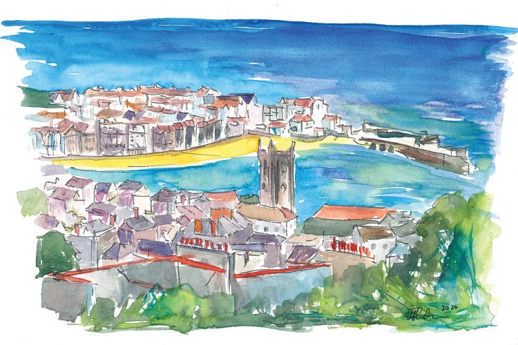 St Ives Harbour Blue & Turquoise in Cornwall England by Markus & Martina Bleichner canvas print