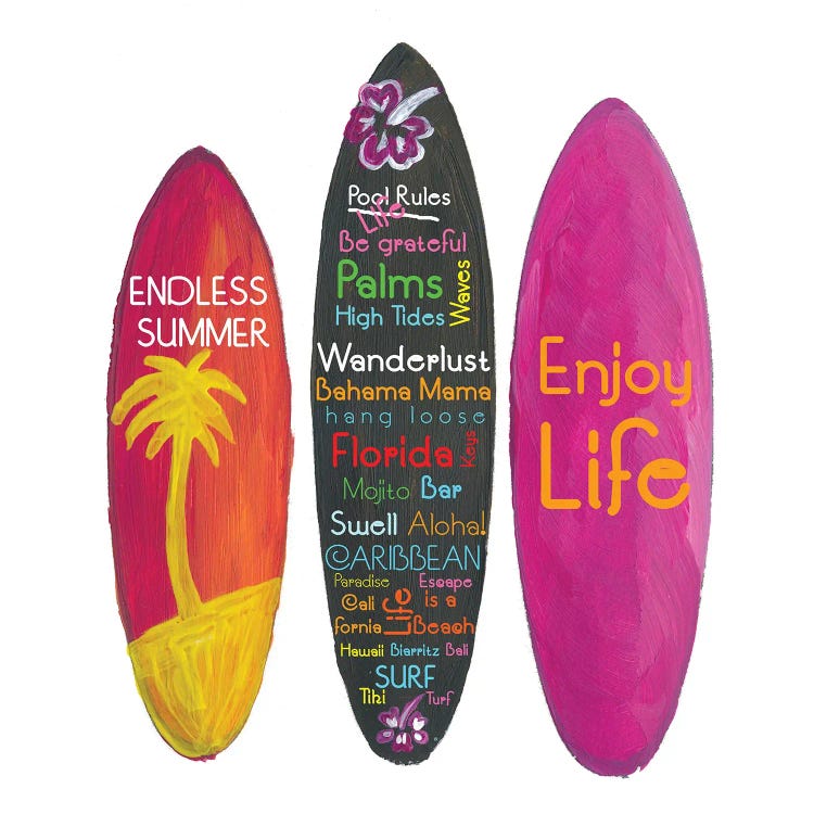 Surfboard Philosophy  - Enjoy Life, Travel and Surf - Surfboard Wall by Markus & Martina Bleichner canvas print