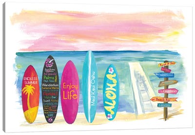 Surfboard Philosophy  - Enjoy Life, Travel and Surf VII Canvas Art Print - Markus & Martina Bleichner