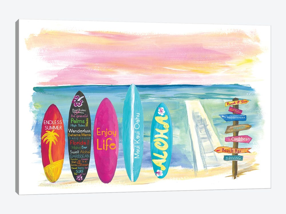 Surfboard Philosophy  - Enjoy Life, Travel and Surf VII by Markus & Martina Bleichner 1-piece Canvas Print