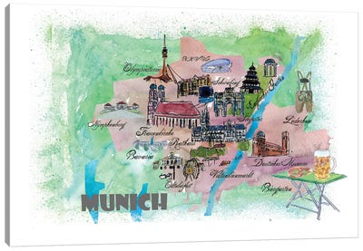 Munich, Bavaria, Germany Travel Poster Canvas Art Print