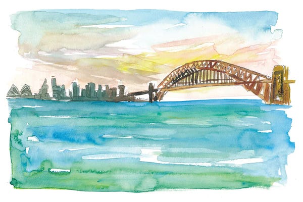 Australia: Sydney Australia Harbour Bridge And Opera At Sunset by Markus & Martina Bleichner