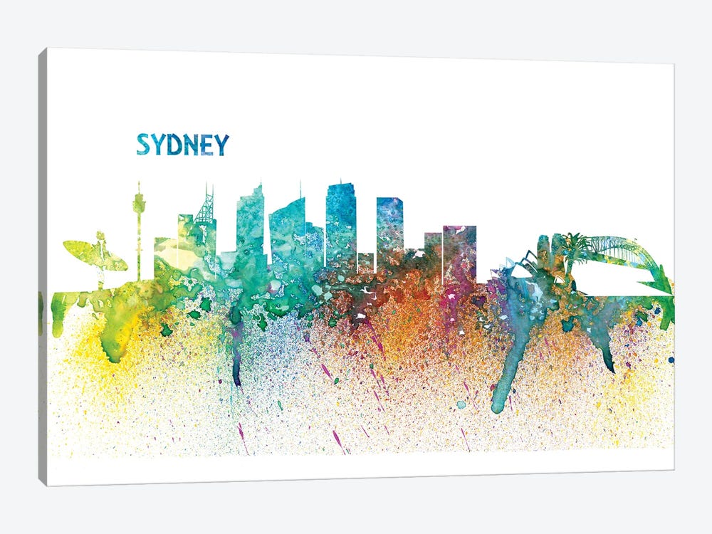 Sydney Australia Skyline Impressionistic Splash by Markus & Martina Bleichner 1-piece Canvas Art