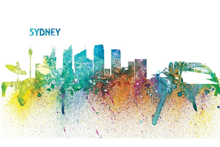 Sydney Australia Skyline Impressionistic Splash by Markus & Martina Bleichner canvas print
