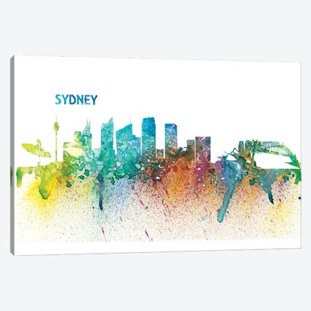 Sydney Australia Skyline Impressionistic Splash Canvas Print #MMB271} by Markus & Martina Bleichner Canvas Wall Art
