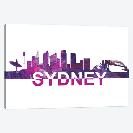 Sydney Skyline Scissor Cut Giant Text Canvas Print #MMB272} by Markus & Martina Bleichner Canvas Artwork