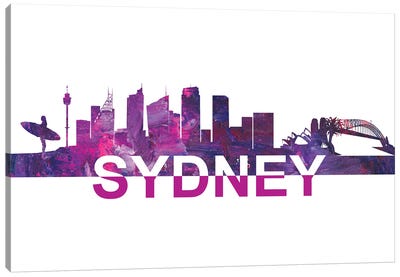 Sydney Skyline Scissor Cut Giant Text Canvas Art Print - New South Wales Art