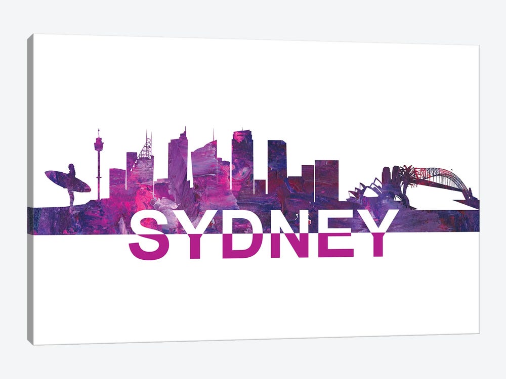 Sydney Skyline Scissor Cut Giant Text by Markus & Martina Bleichner 1-piece Canvas Art Print