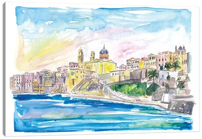 Syros Ermoupoli and Ano Syros Cyclades Waterfront Canvas Art Print