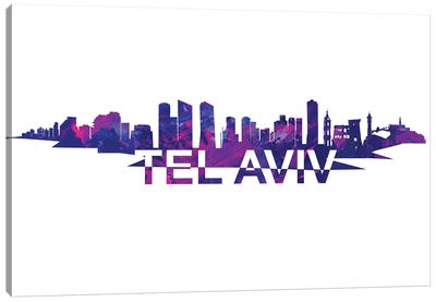 Tel Aviv Israel Skyline Scissor Cut Giant Text Canvas Art Print