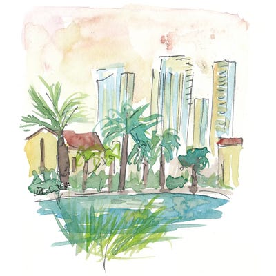 View Of Pond In Sarona Tel Aviv by Markus & Martina Bleichner art print