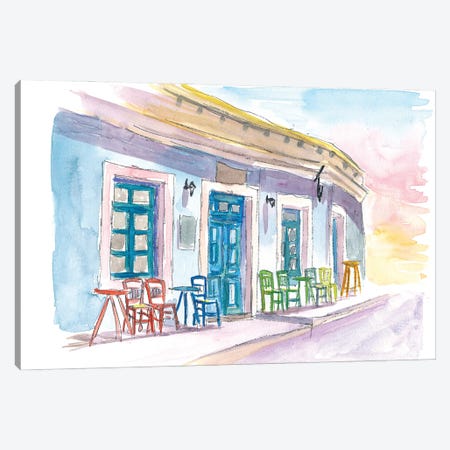 Little Harbour Bar Restaurant In Greece Canvas Print #MMB278} by Markus & Martina Bleichner Canvas Wall Art