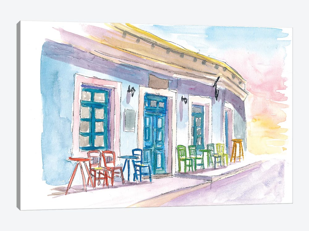Little Harbour Bar Restaurant In Greece by Markus & Martina Bleichner 1-piece Canvas Art Print