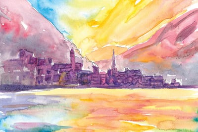 Hallstatt Dream Sunset Scene With Mountains And Lake by Markus & Martina Bleichner art print