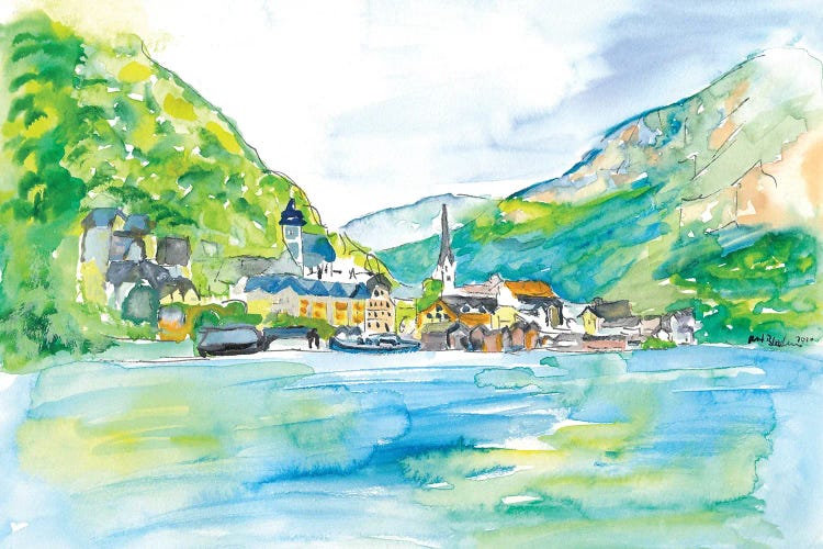 Incredible Hallstatt With Lake And Mountains In Salzkammergut Austria by Markus & Martina Bleichner canvas print