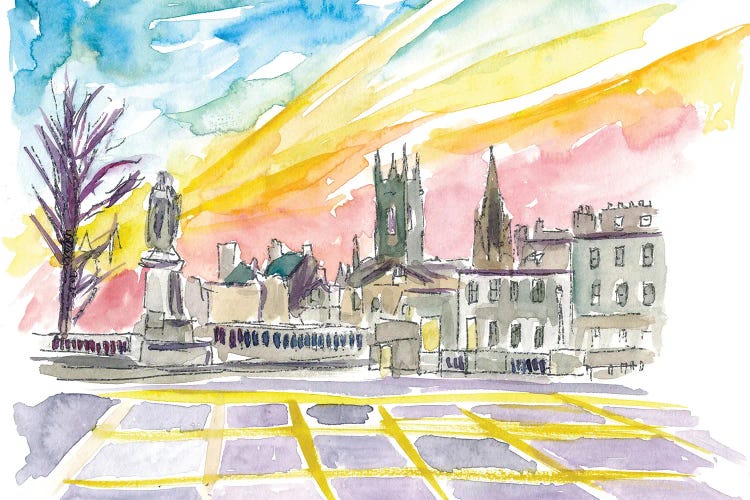 Aberdeen Scotland Street Scene At Sunset by Markus & Martina Bleichner canvas print