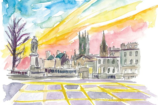 Aberdeen: Aberdeen Scotland Street Scene At Sunset by Markus & Martina Bleichner