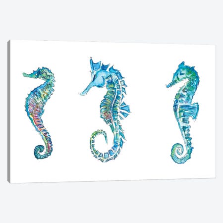 Seahorses Trio In Colorful Hippocampus Style Canvas Print #MMB283} by Markus & Martina Bleichner Canvas Art Print