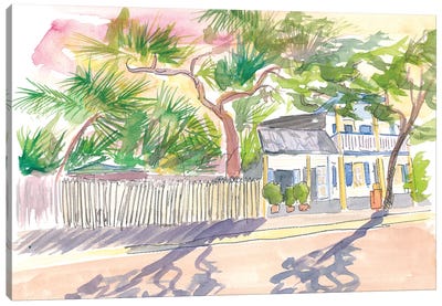 Key West Strolling Around Blue Heaven Thomas St Canvas Art Print - On Island Time