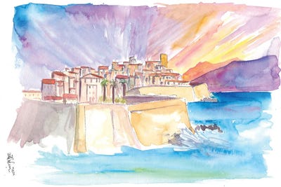 Antibes French Riviera Cityscape in Sunset by Markus & Martina Bleichner framed canvas print