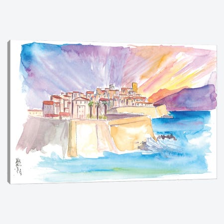 Antibes French Riviera Cityscape in Sunset Canvas Print #MMB287} by Markus & Martina Bleichner Canvas Artwork