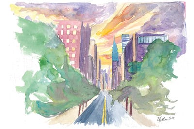 New York City Lexington Avenue View Of Skyline by Markus & Martina Bleichner framed canvas print