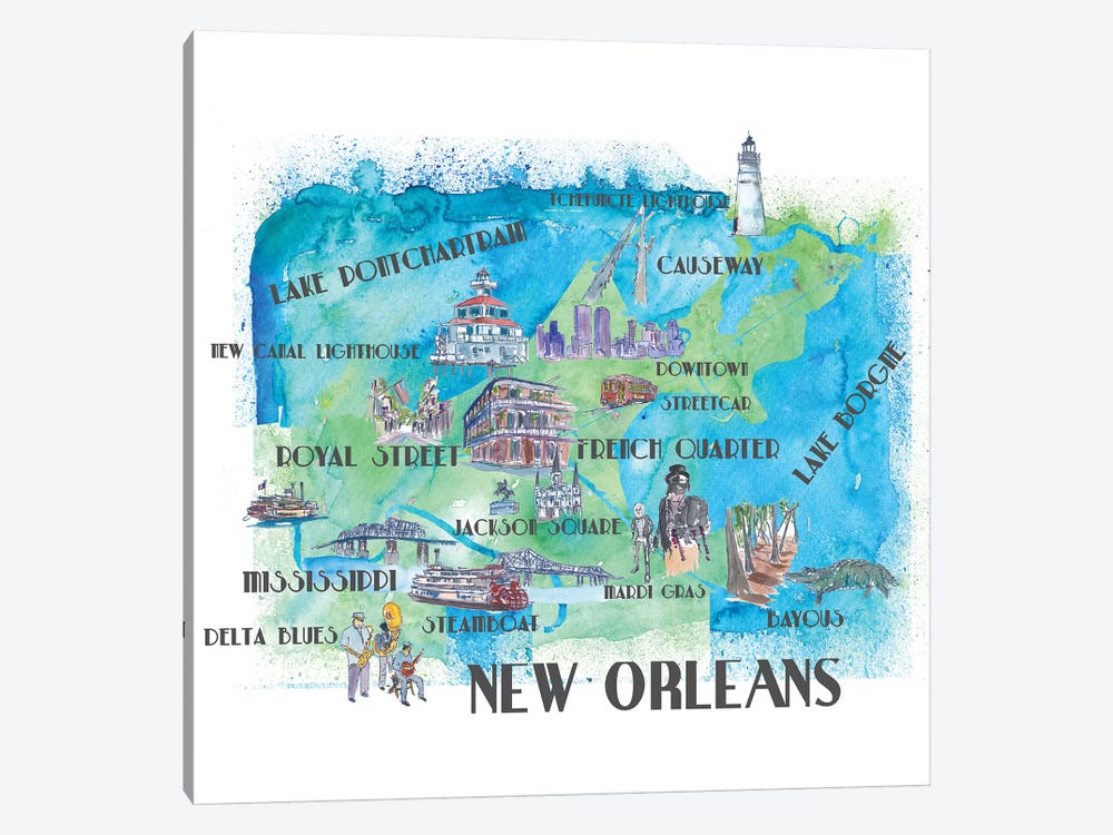New Orleans, Louisiana Travel Poster by Markus & Martina Bleichner 1-piece Art Print