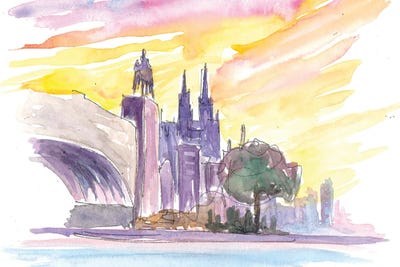 Cologne Sunset With Dome Rhine And Bridge by Markus & Martina Bleichner canvas print