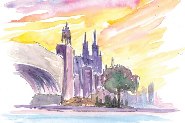 Cologne: Cologne Sunset With Dome Rhine And Bridge by Markus & Martina Bleichner