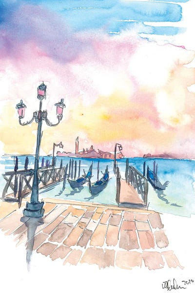 Markus & Martina Bleichner: Famous Venice San Giorgio Maggiore View With Gondolas by Markus & Martina Bleichner