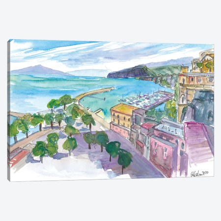 Sorrento With Harbour And View Of Cliffs And Vesuviús Canvas Print #MMB295} by Markus & Martina Bleichner Art Print