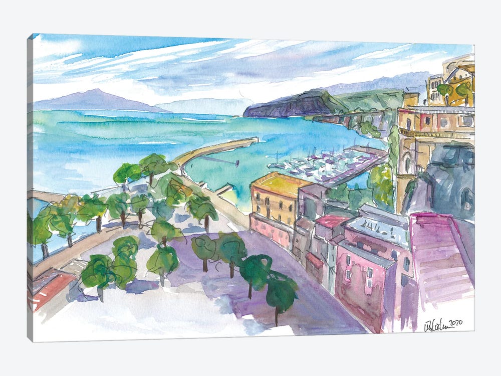 Sorrento With Harbour And View Of Cliffs And Vesuviús by Markus & Martina Bleichner 1-piece Canvas Art