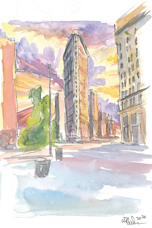 Spectacular Flatiron Sunset In New York City by Markus & Martina Bleichner wall art