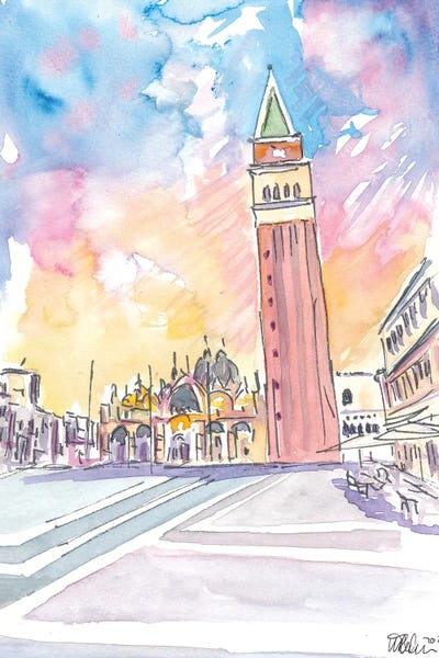 Quiet Afternoon On St Marks Square In Venice by Markus & Martina Bleichner framed canvas print