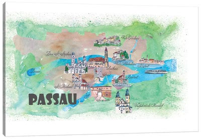 Passau, Bavaria, Germany Travel Poster Canvas Art Print - Markus & Martina Bleichner