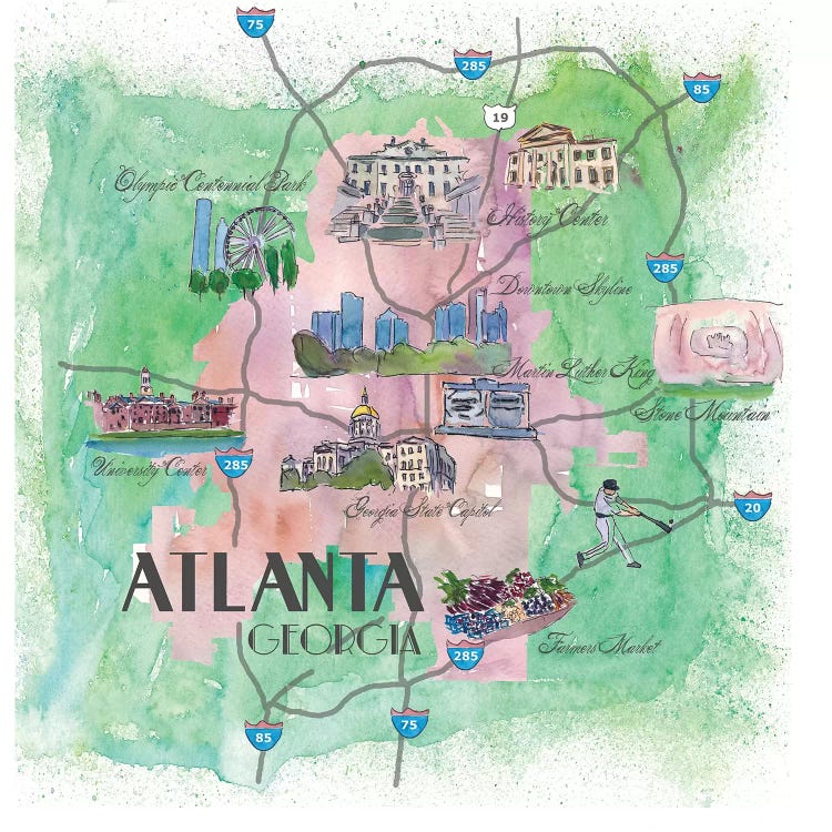 Atlanta, Georgia Travel Poster by Markus & Martina Bleichner wall art