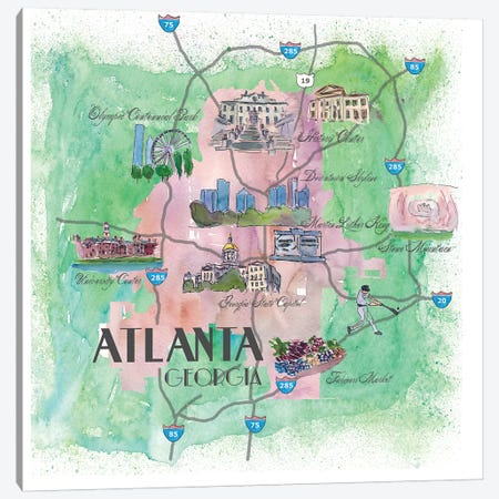 Atlanta, Georgia Travel Poster Canvas Print #MMB2} by Markus & Martina Bleichner Canvas Print
